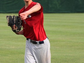 Sarnia Braves midget AAA pitcher Mitchell Bigras, then 15, warms up this past June. Bigras has been invited to the Canadian junior baseball team's spring camp in Florida. PAUL OWEN/THE OBSERVER/QMI AGENCY