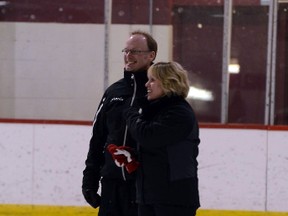 Noralta skating coach Ben Sauve, shown here with Noralta assistant director and coach Tania Murowchuk, is the first inductee announced for the Wood Buffalo sports hall of fame class of 2013. The WBSHOF induction dinner is set for June 13 at the Sawridge Inn Conference Centre. The other inductees will be announced in the coming weeks.  SUPPLIED PHOTO