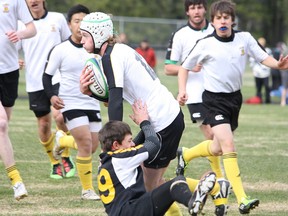 Last year the Banff Community High School boys rugby team bowled over the competition, taking silver at provincials. Now they have a new coach, Ian Higginbottom, who has high hopes for the squad this year. File photo