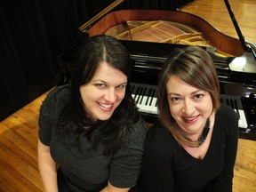 Pianists Mary Hackstock and Laura Reynolds will perform in the final "Friday Afternoon" concert series at the Sarnia library theatre April 12. The duo is known for their lively stage performances and dynamic understanding of the repertoire. The event is presented by the Lawrence House Centre for the Arts. SUBMITTED PHOTO / THE OBSERVER / QMI AGENCY