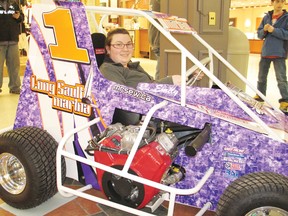 Emily Marleau is looking forward to the upcoming go-kart season at the Cornwall Motor Speedway this spring. She’s pictured in a Dirt Demon, designed and built by family friend Shane Bourgon, of Monkland, which is on display this week at the Cornwall Square.
Staff photo/TODD HAMBLETON