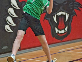 BRIAN THOMPSON, The Expositor

Dustin Fenemore of North Park Collegiate returns a shot on his way to winning the Brant County Secondary School Athletic Association senior boys singles badminton championship on Wednesday at Paris District High School.