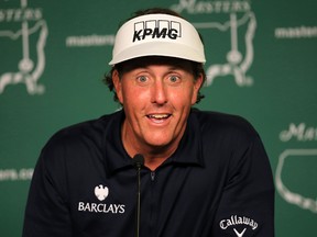 Phil Mickelson tees off at 1:30 p.m. at the Masters on Thursday. (Getty Images/AFP)