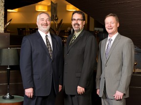 (L. to R). Jim Thiessen, CEO of Advantage Credit Union; Tim Schroh, CEO of Spectra Credit Union and Mark Lane, CEO of Affinity Credit Union have joined forces under the Affinity banner