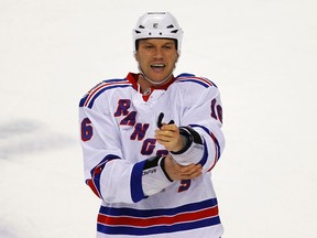 Sean Avery, seen here with the New York Rangers before he retired from hockey in 2012, has been has been an advocate for the LGBT community in both New York and Los Angeles.  (REUTERS/Shaun Best)
