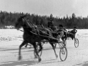 Horse racing on Lake of the Woods circa 1905.