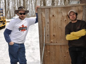 Mike Garside (left) and Dave Chapman, of Saptosyrup. at their St. Joseph Island operation.