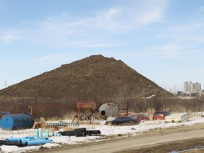 Despite the slow melt, a city spokeswoman said on Thur., April 11, 2013, that the snow pile at the city's dumping spot off Kenaston Boulevard in Winnipeg, Man., should melt by mid-September at the latest. (Kevin King/Winnipeg Sun/QMI Agency)