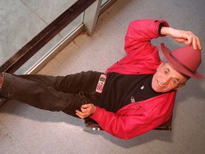 Renowned ice maker Shorty Jenkins stands out in the crowd in his familiar shade of pink at the 2001 Brier at the Civic Centre in Ottawa. Jenkins died Thursday at the age of 77. (QMI Agency file photo)