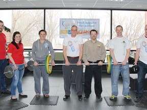 On Apr. 17, the graduating class of the Algonquin College Police Foundations Program is introducing The Lift for the Cure, a new fundraising event being held at the new campus in support of their Relay for Life team. In the photo are, starting from left, participants David Berardi, Ashley Green and Kendra Cross, Dave Henderson, the Renfrew County Office of the Canadian Cancer Society’s fundraising co-ordinator, Dan Labelle, head of the police foundations program, Jacob Begin, co-owner and head coach of Kanama High Performance North, and Dallas MacLeod.