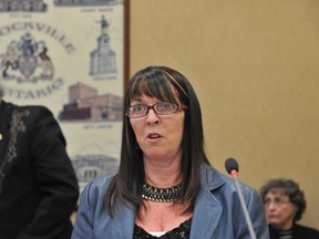Former city councillor Louise Severson speaks to council's finance, administration and operations committee meeting on Wednesday. RONALD ZAJAC The Recorder and Times