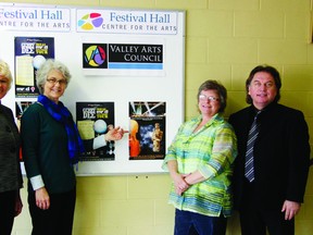 Cheryl Gallant, MP of Renfrew Nipissing Pembroke, announced under the Community Infrastructure Improvement Fund that $15,000 would go towards beginning renovations to upgrade Festival Hall in Pembroke. (From left) Kendra Smith, ex-director of Valley Arts Council, Catherine Timm, chairwoman of the Valley Arts Council, and Rick Wharton, Festival Hall director, were present to hear the announcement.