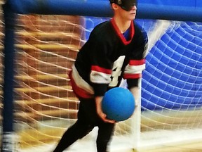 DARRYL G. SMART, The Expositor

Justin Lowrey practises his delivery during practice at W. Ross Macdonald School, which is host the Canadian junior goalball championships, April 19 to 21.