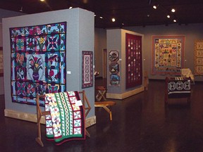 The museum is pleased to exhibit the work of the Timmins Quilters Guild. This photo is of their 2004 exhibition.