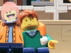 A screenshot from Dylan Woodley’s latest brickfilm captures a scene from his remake of Ed Sheeran’s Lego House video. CONTRIBUTED IMAGE