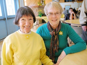 SARAH DOKTOR Simcoe Reformer
Beth Mason and Phyllis Webb of Port Dover enjoyed listening to the live entertainment at the annual Canadian Cancer Society's Daffodil Brunch at Camp Trillium in Waterford on Sunday.