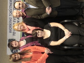 Edwin Parr nominee Jessica Gaugler, seated, is surrounded by  (from left) NLSD board chair Arlene Hrynyk and trustees Ruth Snyder, Roxanne Suhan, Nestor Kunec and Danny Smaiel following her meeting with the board at the April 10 meeting.