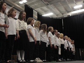 THEODORE STEINER/ COLD LAKE SUN
Recommended to the Alberta Provincials and winners of the Certificate of Excellence, students of North Star Elementary School choir stole the trade show as, planned by the City of Cold Lake Chamber of Commerce, they performed in front of a full crowd of spectators.