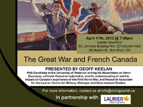 A PhD candidate from the University of Waterloo will be the next speaker in the Great War Centenary Association's lecture series.