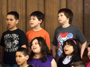Students from the grade two/three choir from La Verendrye School performed at the Prairie Sounds Festival held at Trinity United Church, Monday. (ROBIN DUDGEON/THE GRAPHIC/QMI AGENCY)