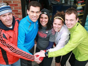 Some of the Owen Sound Boston Marathon participants included, from left,  Doug Barber, Scott Greig, Lisa Lawson, Hannah Fraser and Rob Vanderwerf. Tracey Richardson, The Sun Times