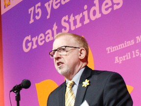 The Timmins branch of the Canadian Cancer Society hosted a 75th anniversary celebration of its parent organization Monday at the Timmins Museum: National Exhibition Centre.CCS Ontario Division CEO Martin Kabat was a special guest speaker at the event.