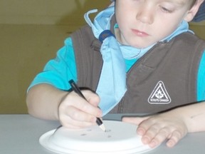 Last Monday, the Port Elgin Beavers were busy making little critters during their craft time. Pictured: Owen Moulton is hard at work on his bug creation.