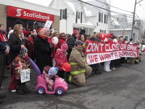 Avonmore residents rally to save their Scotiabank in February. QMI Agency file photo