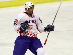 Photo courtesy of Davor Sajko/ sportnetHR/www.hrsport.net

Joel Prpic is shown in action against Spain at the IIHF Division IIA world championships.