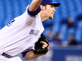 Blue Jays starting pitcher Josh Johnson throws against the White Sox at the Rogers Centre in Toronto, April 16, 2013. (DAVE ABEL/Toronto Sun)