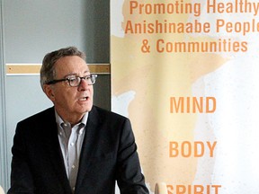 Ontario’s Aboriginal Affairs Minister David Zimmer announcing millions of dollars in funding for  the Waasegiizhig Nanaandawe’Iyewigamig Health Access Centre in Kenora on April 16.
FILE PHOTO/Daily Miner and News