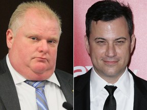 Toronto Mayor Rob Ford, left, and U.S. comedian Jimmy Kimmel. (QMI Agency and WENN.COM File Photos)