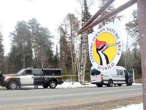 Kenora OPP investigate an incident at the Vernon Natures Trails located along McKenzie Portage Road early Wednesday morning.
ALAN S. HALE/Daily Miner and News