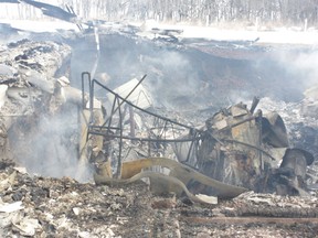 Stan and Trisha Hickle’s rental property on Fox Lake Trail fell victim to fire in the early morning hours of April 15. Thankfully none of the five renters, who
were sleeping when the blaze began, were injured. The fire was fully engaged by the time the men escaped.