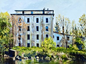 Cathy Groulx's painting of the old Thamesford Mill (Submitted photo)