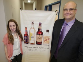 Public health nurse Amanda Cook and health promotion program supervisor Mike Gorgey say there is needs to be more awareness in Oxford County about the dangerous consequences of heavy drinking. (HEATHER RIVERS, Sentinel-Review)