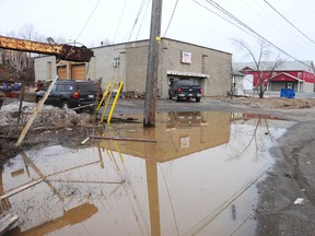 Ditches are at capacity on Elisabella Street in New Sudbury, if the expected rain over the next few days materializes, flooding will likely occur in the area.
GINO DONATO/THE SUDBURY STAR
