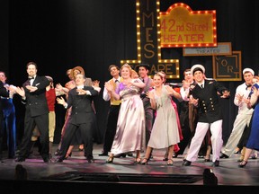 The cast of St. Lawrence College's production of 42nd Street, which opens tonight at the Brockville Arts Centre, performs in a dress rehearsal on the arts centre stage Wednesday. RONALD ZAJAC The Recorder and Times