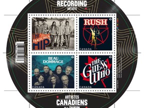 The Tragically Hip is one of four Canadian music icons – along with The Guess Who, Rush and Beau Dommage – that are part of a new stamps series announced Wednesday by Canada Post.