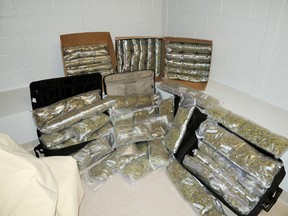 One of the drug seizures by police near Lake Louise was this stash of 84lbs of marijuana. Courtesy of the RCMP