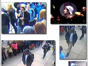 The FBI released these images of two suspects sought in the Boston Marathon bombing.