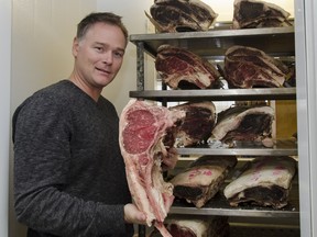 Tim Greenlees owns The Barriefield Meat Market that specializes in dry aged beer and also features a variety of other meats and a deli section
with sandwiches, salds, soups and homemade frozen takeout foods. (Julia McKay For The Whig Standard)