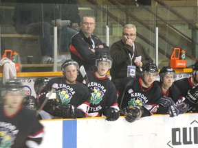 The view from the Thistles bench during their 2013 Allan Cup quarterfinal match on April 18, 2013. 
BRICE ROY/Lacombe Globe/QMI Agency