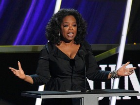 Oprah Winfrey speaks during the induction of Quincy Jones at the 2013 Rock and Roll Hall of Fame induction ceremony in Los Angeles April 18, 2013.   REUTERS/Mario Anzuoni