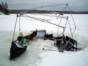 Ministry of Natural Resources conservation officers are raising concerns over the amount of ice shacks and resulting garbage that remain on area lakes and are urging residents to remove them and the garbage around them as quickly as possible. Time is of the essence given the warmer weather to come. Pictured above is some debris left behind on Bob’s Lake in the East End of Timmins.