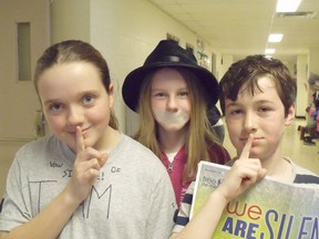 Pictured from left to right: Grade 8 student Makenna Watson, Grade 5 student Samantha Babb and Grade 5 student Eamon Cowley.