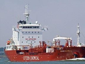 The Sichem Montreal – a Singapore-based tanker which leaked ethyl benzene while taking on the chemical at a St. Clair River dock.