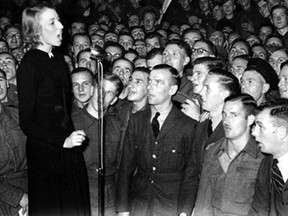 Vera Lynn, music icon of the Second World war, sings to British troops in 1940.