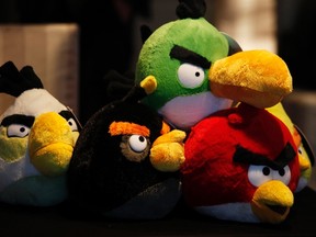 Angry Birds are popular with children in both electronic and physical form.
