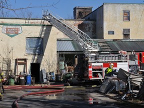 Fire crews were on scene of an interior fire at 36 Georgina Street, the old Co-Op building, early Sunday morning (ALANAH DUFFY/The Recorder and Times).